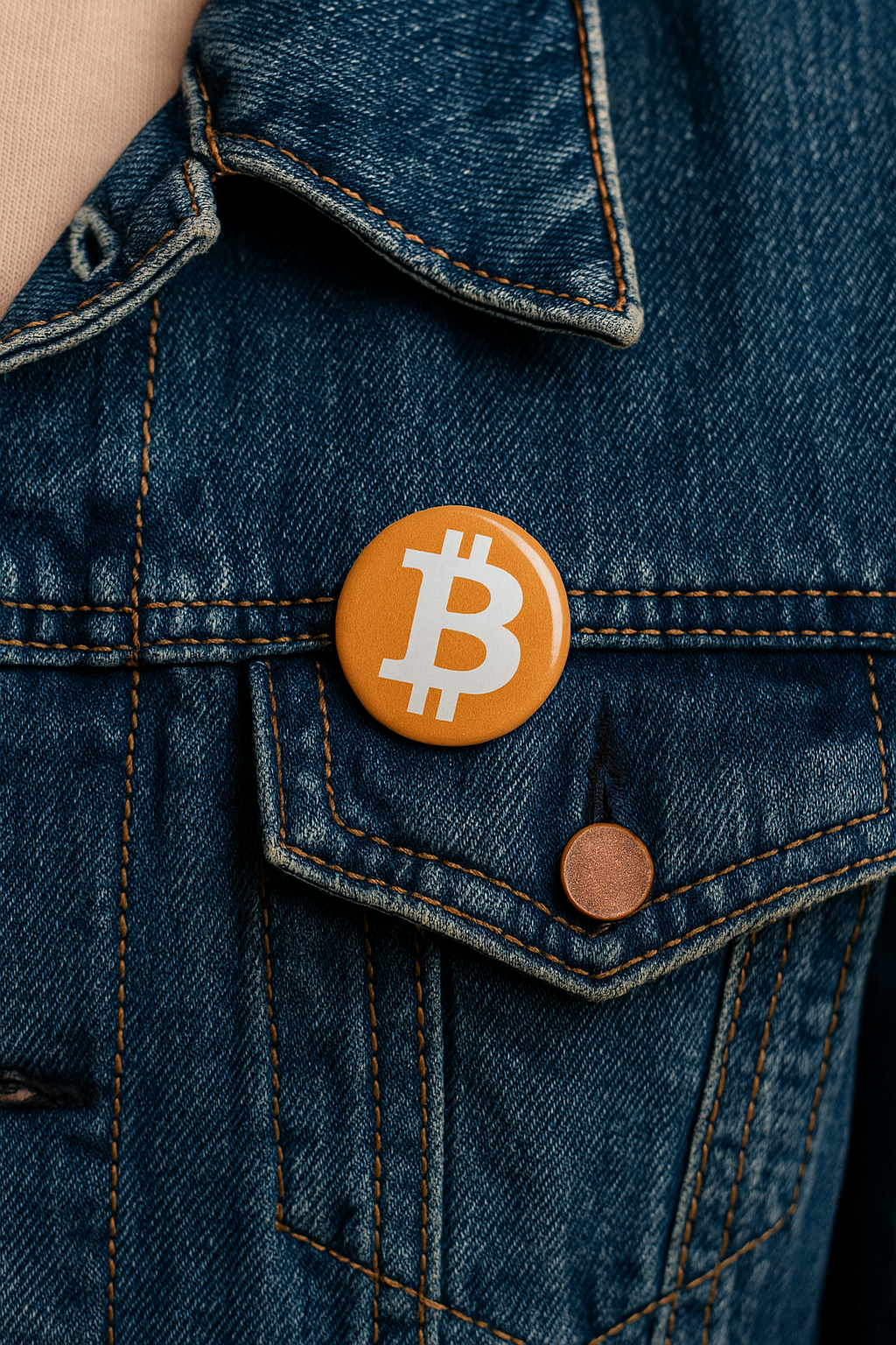 Button 25mm Bitcoin Logo - 5 Stück