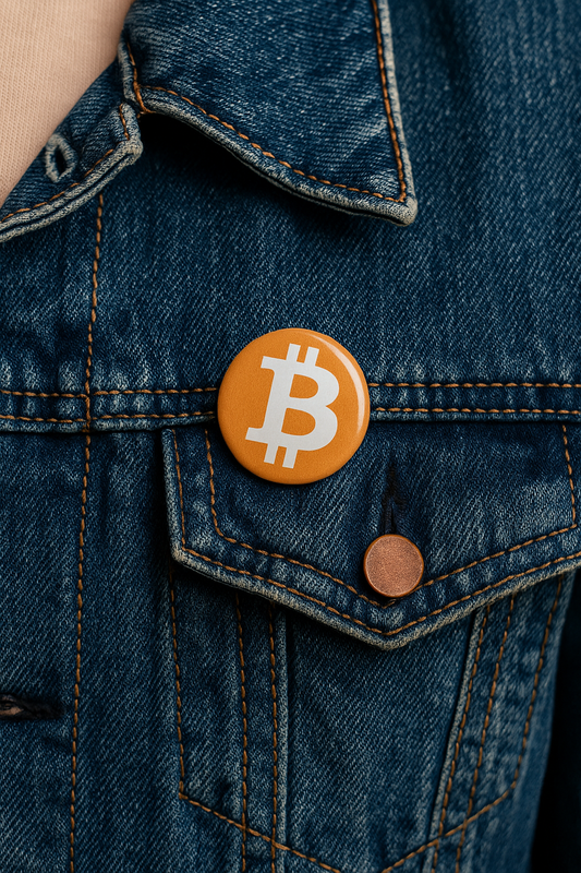 Button 25mm Bitcoin Logo - 5 Stück