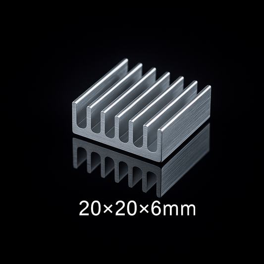 Aluminium Kühlkörper 20×20×6 mm – mit selbstklebender Wärmeleitpaste